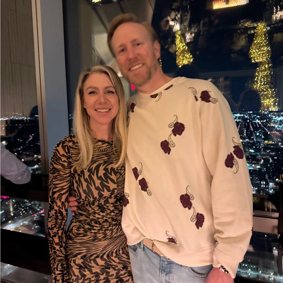 Mugler Black and Brown Swirl Star Long Sleeve Dress as worn by Khloe Kardashian - Picture 6 of 6